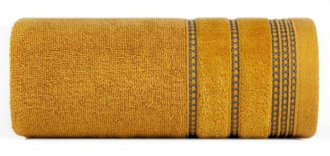 Ręcznik 30x50 Amanda musztardowy z ozdobną welurową bordiurą w pasy frotte 500 g/m2 Eurofirany Ręcznik 30x50 Amanda musztardowy z ozdobną welurową bordiurą w pasy frotte 500 g/m2 Eurofirany