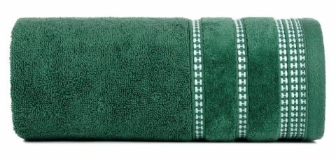 Ręcznik 30x50 Amanda zielony ciemny z ozdobną welurową bordiurą w pasy frotte 500 g/m2 Eurofirany Ręcznik 30x50 Amanda zielony ciemny z ozdobną welurową bordiurą w pasy frotte 500 g/m2 Eurofirany