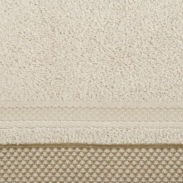 Ręcznik 70x140 Kinga beżowy z ozdobną bordiurą w pasy 485g/m2 frotte Eurofirany