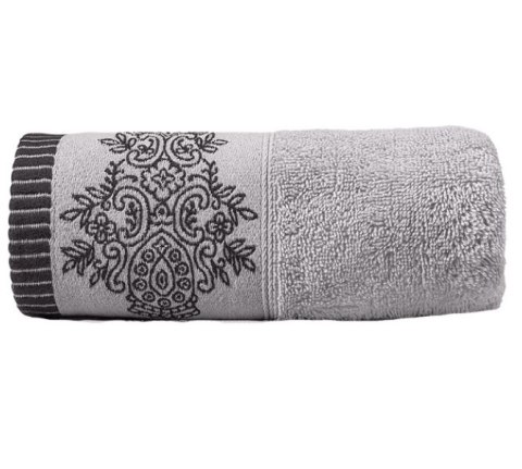 Ręcznik Gracja 50x90 srebrny frotte z bordiurą w stylu orientalnym 550 g/m2 Ręcznik Gracja 50x90 srebrny frotte z bordiurą w stylu orientalnym 550 g/m2
