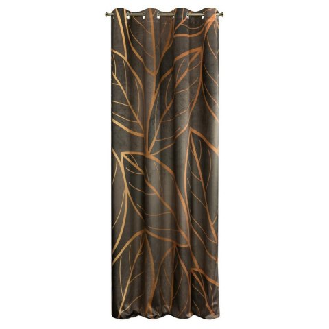 Zasłona 140x250 Alisma brązowa beżowa liście gotowa na przelotkach welurowa Limited Collection Eurofirany Zasłona 140x250 Alisma brązowa beżowa liście gotowa na przelotkach welurowa Limited Collection Eurofirany
