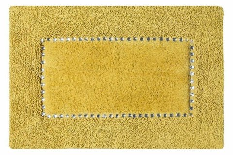Dywanik 50x70 Chic musztardowy z bawełny zdobiony kryształkami w stylu glamour Eurofirany