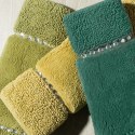 Dywanik 50x70 Chic musztardowy z bawełny zdobiony kryształkami w stylu glamour Eurofirany
