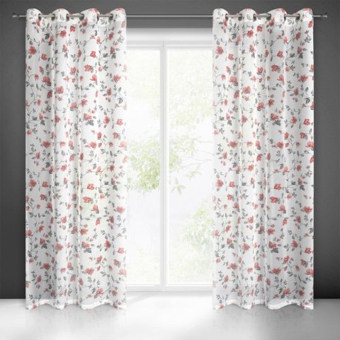 Firana 140x250 Jenny biała ceglasta gotowa na przelotkach z lekkiej etaminy w stylu eko z motywem kwiatowym Eurofirany Firana 140x250 Jenny biała ceglasta gotowa na przelotkach z lekkiej etaminy w stylu eko z motywem kwiatowym Eurofirany