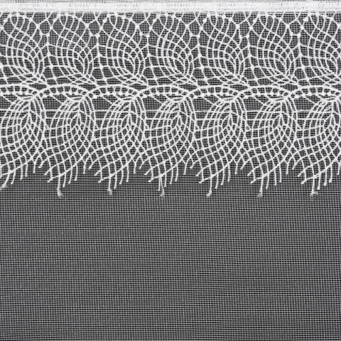 Firana 140x250 Sari biała gotowa na przelotkach z drobnej siateczki z ozdobną koronką przy górnej krawędzi Eurofirany Firana 140x250 Sari biała gotowa na przelotkach z drobnej siateczki z ozdobną koronką przy górnej krawędzi Eurofirany
