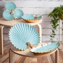 Patera ceramiczna 37x35x6 Hiral 4 niebieska jasna złota liść Eurofirany