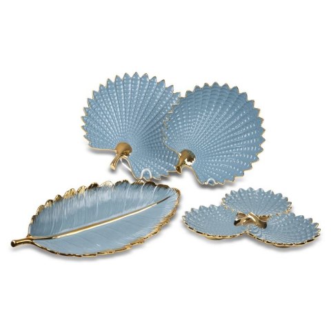 Patera ceramiczna 53x23x7 Hiral 3 niebieska złota liść Eurofirany Patera ceramiczna 53x23x7 Hiral 3 niebieska złota liść Eurofirany