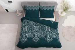 Pościel satynowa 140x200 turkusowa ciemna glamour ornamenty 3831 B Home Satin 77