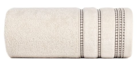 Ręcznik 30x50 Amanda beżowy z ozdobną welurową bordiurą w pasy frotte 500 g/m2 Eurofirany Ręcznik 30x50 Amanda beżowy z ozdobną welurową bordiurą w pasy frotte 500 g/m2 Eurofirany