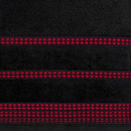 Ręcznik 50x90 Amanda czarny z ozdobną welurową bordiurą w pasy frotte 500 g/m2 Eurofirany