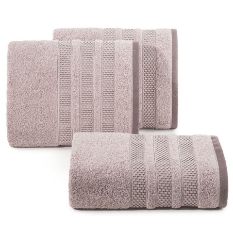 Ręcznik 50x90 Nastia pudrowy z żakardową bordiurą w pasy w stylu eko frotte 500 g/m2 Eurofirany Ręcznik 50x90 Nastia pudrowy z żakardową bordiurą w pasy w stylu eko frotte 500 g/m2 Eurofirany