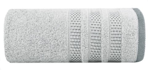 Ręcznik 50x90 Nastia srebrny z żakardową bordiurą w pasy w stylu eko frotte 500 g/m2 Eurofirany Ręcznik 50x90 Nastia srebrny z żakardową bordiurą w pasy w stylu eko frotte 500 g/m2 Eurofirany