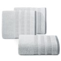 Ręcznik 50x90 Nastia srebrny z żakardową bordiurą w pasy w stylu eko frotte 500 g/m2 Eurofirany Ręcznik 50x90 Nastia srebrny z żakardową bordiurą w pasy w stylu eko frotte 500 g/m2 Eurofirany