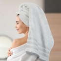 Ręcznik 50x90 Nastia srebrny z żakardową bordiurą w pasy w stylu eko frotte 500 g/m2 Eurofirany Ręcznik 50x90 Nastia srebrny z żakardową bordiurą w pasy w stylu eko frotte 500 g/m2 Eurofirany