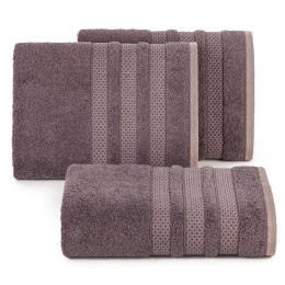 Ręcznik 70x140 Nastia grafitowy z żakardową bordiurą w pasy w stylu eko frotte 500 g/m2 Eurofirany