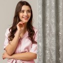 Zasłona 140x250 Livia beżowa z botanicznym wytłaczanym wzorem liści welurowa gotowa na przelotkach Eurofirany Zasłona 140x250 Livia beżowa z botanicznym wytłaczanym wzorem liści welurowa gotowa na przelotkach Eurofirany