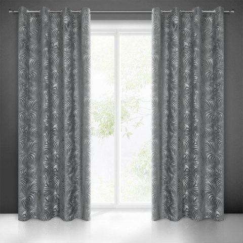 Zasłona 140x250 Livia stalowa z botanicznym wytłaczanym wzorem liści welurowa gotowa na przelotkach Eurofirany Zasłona 140x250 Livia stalowa z botanicznym wytłaczanym wzorem liści welurowa gotowa na przelotkach Eurofirany