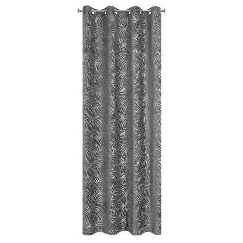 Zasłona 140x250 Livia stalowa z botanicznym wytłaczanym wzorem liści welurowa gotowa na przelotkach Eurofirany Zasłona 140x250 Livia stalowa z botanicznym wytłaczanym wzorem liści welurowa gotowa na przelotkach Eurofirany