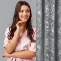 Zasłona 140x250 Livia stalowa z botanicznym wytłaczanym wzorem liści welurowa gotowa na przelotkach Eurofirany Zasłona 140x250 Livia stalowa z botanicznym wytłaczanym wzorem liści welurowa gotowa na przelotkach Eurofirany