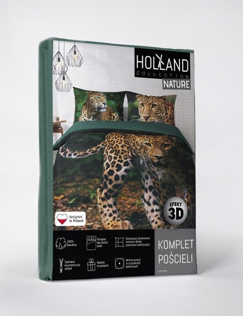 Pościel bawełniana 220x200 gepard zielona 3926 A Holland Natura 100 Pościel bawełniana 220x200 gepard zielona 3926 A Holland Natura 100