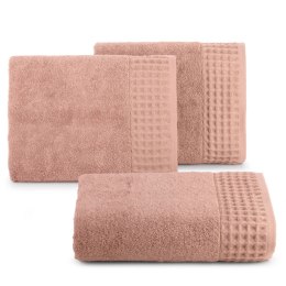 Ręcznik Avinion 50x90 pudrowy frotte z ozdobną bordiurą z wzorem wafla 500 g/m2 Terra Collection Eurofirany