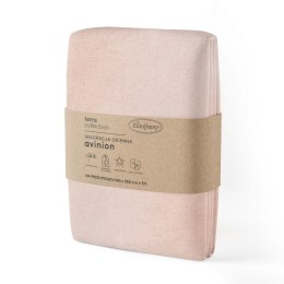 Zasłona 140x250 Avinion 3 pudrowa gotowa na przelotkach z tkaniny o strukturze płótna Terra Collection Eurofirany