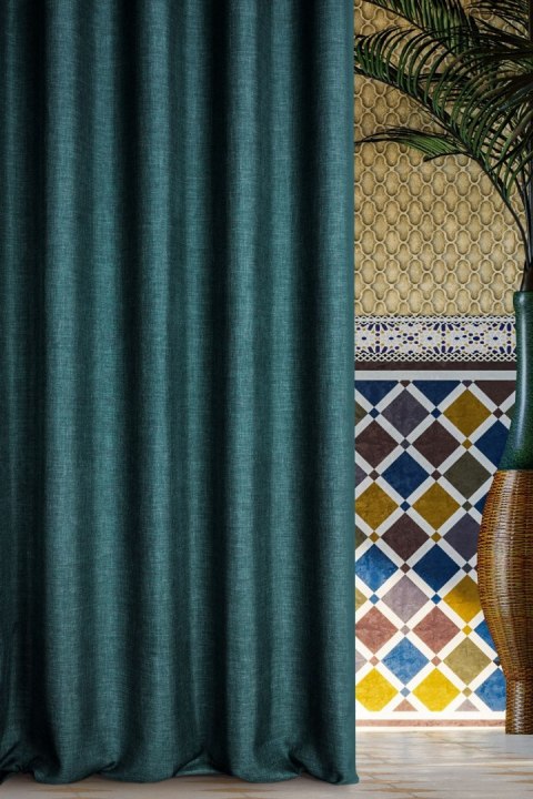 Zasłona 140x270 Morocco 3 turkusowa ciemna gotowa na taśmie z tkaniny o płóciennym splocie Terra Collection Eurofirany Zasłona 140x270 Morocco 3 turkusowa ciemna gotowa na taśmie z tkaniny o płóciennym splocie Terra Collection Eurofirany