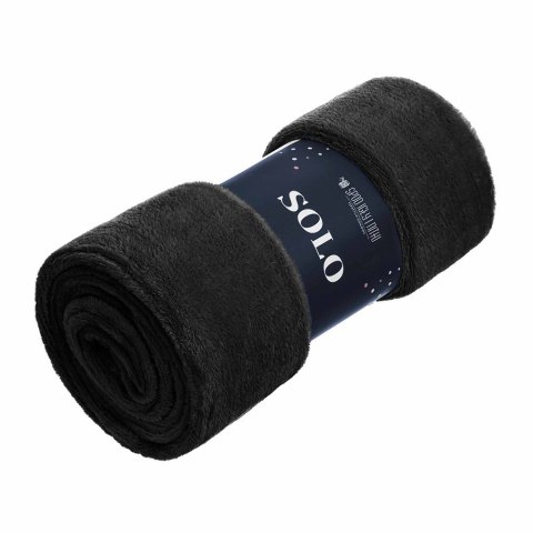 Koc narzuta z mikrofibry 150x200 Solo czarny Koc narzuta z mikrofibry 150x200 Solo czarny