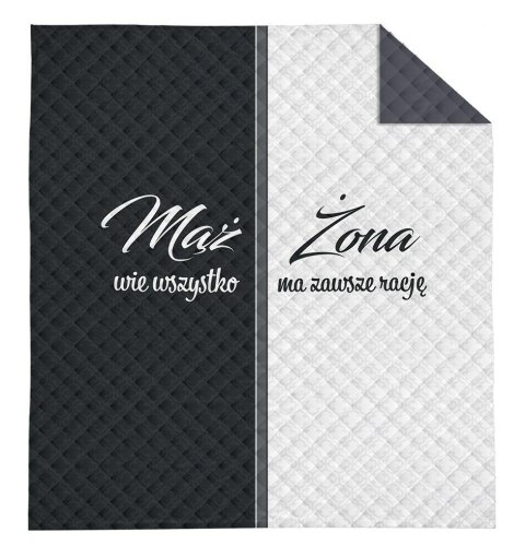 Narzuta dekoracyjna 170x210 Mąż Żona biała czarna szara K_58 112 Bedspread Narzuta dekoracyjna 170x210 Mąż Żona biała czarna szara K_58 112 Bedspread