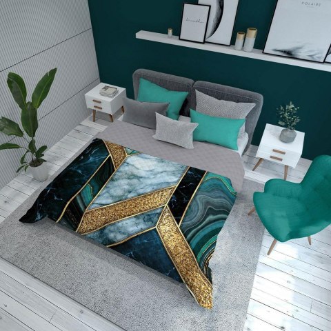Narzuta dekoracyjna 170x210 turkusowa złota geometria K_61 112 Bedspread Narzuta dekoracyjna 170x210 turkusowa złota geometria K_61 112 Bedspread