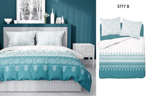 Pościel bawełniana 140x200 biała miętowa ornamenty z jedną poszewką 3777 B Bawełna 5 Pościel bawełniana 140x200 biała miętowa ornamenty z jedną poszewką 3777 B Bawełna 5