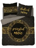 Pościel bawełniana 160x200 Przytul mnie czarna złota 3755 A Holland 78