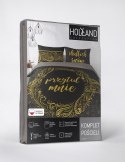 Pościel bawełniana 160x200 Przytul mnie czarna złota 3755 A Holland 78