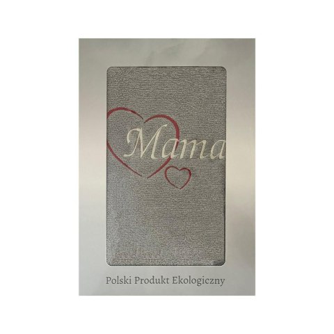 Prezent dla mamy ręcznik 70x140 Mama szary jasny serduszka w pudełku na Dzień Matki Prezent dla mamy ręcznik 70x140 Mama szary jasny serduszka w pudełku na Dzień Matki