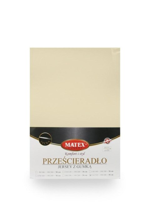 Prześcieradło jersey 130/140x190/200 z lycrą kremowe z gumką na wysoki materac 30 cm Jersey 2 Prześcieradło jersey 130/140x190/200 z lycrą kremowe z gumką na wysoki materac 30 cm Jersey 2