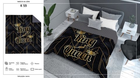 Narzuta dekoracyjna 220x240 King&Queen Król Królowa czarna złota szara K_59 112 Bedspread Narzuta dekoracyjna 220x240 King&Queen Król Królowa czarna złota szara K_59 112 Bedspread