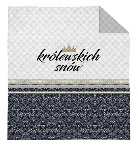 Narzuta dekoracyjna 220x240 Królewskich Snów biała szara czarna K_60 112 Bedspread