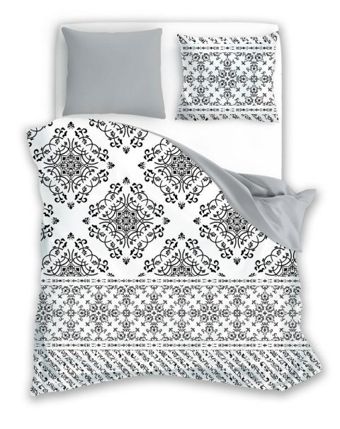 Pościel bawełniana 160x200 Ornamenty biała czarna szara Fashion 23 Faro Pościel bawełniana 160x200 Ornamenty biała czarna szara Fashion 23 Faro