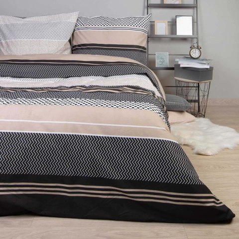 Pościel bawełniana 160x200 Zigo Beige beżowa czarna geometria pasy Cottonlove Exclusive 5 Pościel bawełniana 160x200 Zigo Beige beżowa czarna geometria pasy Cottonlove Exclusive 5