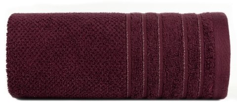 Ręcznik Glory 3 50x90 bordowy z welurową bordiurą i błyszczącą nicią 500g/m2 Eurofirany