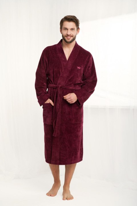 Szlafrok męski 850 XXXL bordowy frotte bawełniany długi Szlafrok męski 850 XXXL bordowy frotte bawełniany długi