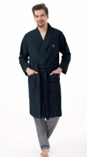 Szlafrok męski 850 L granatowy frotte bawełniany długi Szlafrok męski 850 L granatowy frotte bawełniany długi