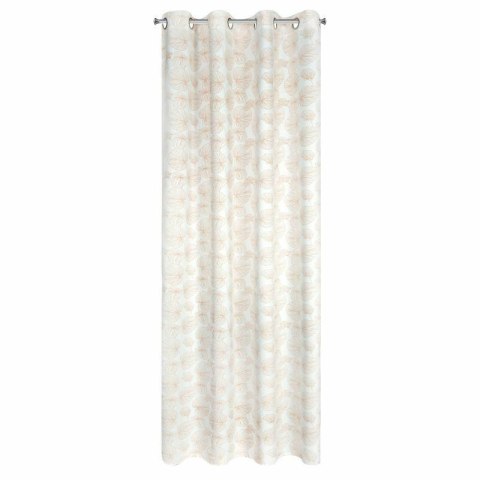 Zasłona 140x250 gotowa na przelotkach Marigold biała złota liście miłorzębu welurowa Eurofirany Zasłona 140x250 gotowa na przelotkach Marigold biała złota liście miłorzębu welurowa Eurofirany