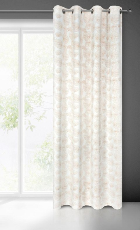 Zasłona 140x250 gotowa na przelotkach Marigold biała złota liście miłorzębu welurowa Eurofirany Zasłona 140x250 gotowa na przelotkach Marigold biała złota liście miłorzębu welurowa Eurofirany