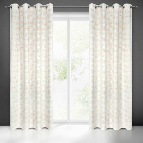 Zasłona 140x250 gotowa na przelotkach Marigold biała złota liście miłorzębu welurowa Eurofirany Zasłona 140x250 gotowa na przelotkach Marigold biała złota liście miłorzębu welurowa Eurofirany