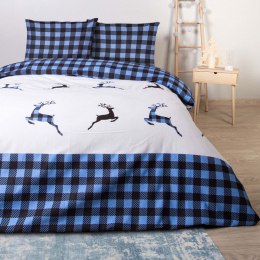 Pościel flanelowa 220x200 Świąteczna niebieska czarna renifery kratka 31491/1 Flanela 3 Darymex