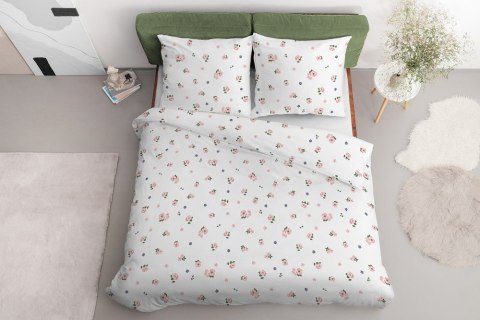 Pościel satynowa 220x200 Kwiaty biała różowa jasna 4060 A Home Satin 124