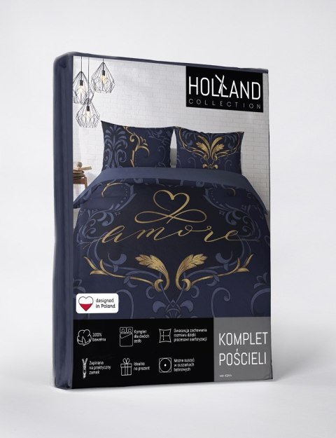 Pościel bawełniana 160x200 granatowa ornamenty 4104 A Holland 129 Pościel bawełniana 160x200 granatowa ornamenty 4104 A Holland 129