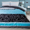 Pościel bawełniana 160x200 turkusowa czarna pasy 71478/1 Cottonlove 6 Pościel bawełniana 160x200 turkusowa czarna pasy 71478/1 Cottonlove 6