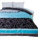 Pościel bawełniana 160x200 turkusowa czarna pasy 71478/1 Cottonlove 6 Pościel bawełniana 160x200 turkusowa czarna pasy 71478/1 Cottonlove 6